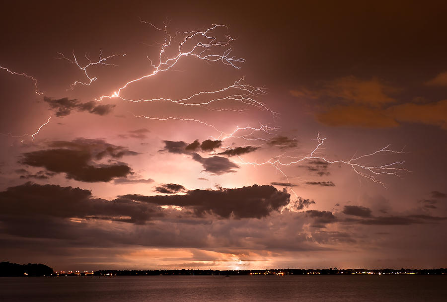 Lightning on St. Johns River 
100712-29 : Waterways and Woods  : Will Dickey Florida Fine Art Nature and Wildlife Photography - Images of Florida's First Coast - Nature and Landscape Photographs of Jacksonville, St. Augustine, Florida nature preserves