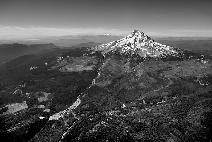 Mt. Hood Aerial    070315-107BW : Black and White : Will Dickey Florida Fine Art Nature and Wildlife Photography - Images of Florida's First Coast - Nature and Landscape Photographs of Jacksonville, St. Augustine, Florida nature preserves