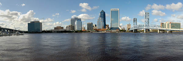Jacksonville Southbank Riverwalk 082903-P : Panoramas and Cityscapes : Will Dickey Florida Fine Art Nature and Wildlife Photography - Images of Florida's First Coast - Nature and Landscape Photographs of Jacksonville, St. Augustine, Florida nature preserves