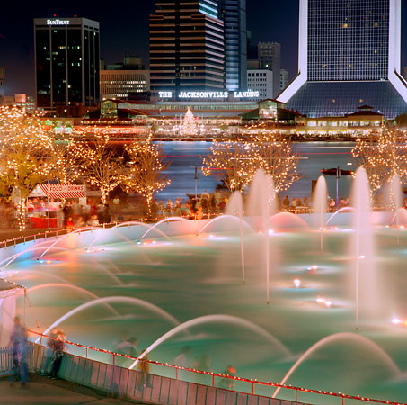 Friendship Fountain, Jacksonville 113096-A4 : Panoramas and Cityscapes : Will Dickey Florida Fine Art Nature and Wildlife Photography - Images of Florida's First Coast - Nature and Landscape Photographs of Jacksonville, St. Augustine, Florida nature preserves