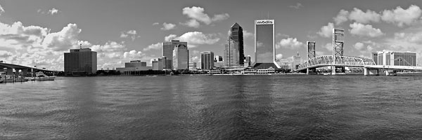 Jacksonville Southbank Riverwalk 082903-P-BW : Black and White : Will Dickey Florida Fine Art Nature and Wildlife Photography - Images of Florida's First Coast - Nature and Landscape Photographs of Jacksonville, St. Augustine, Florida nature preserves