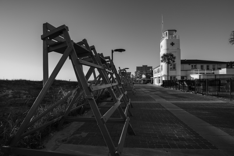 Lifeguard Station Chairs 032316-98BW : Black and White : Will Dickey Florida Fine Art Nature and Wildlife Photography - Images of Florida's First Coast - Nature and Landscape Photographs of Jacksonville, St. Augustine, Florida nature preserves