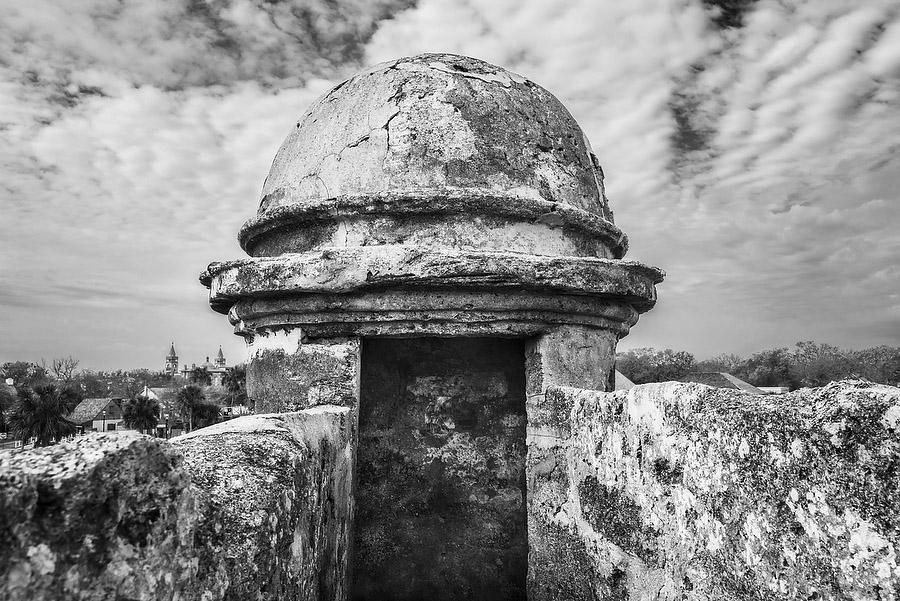 Castillo Tower       031217-71BW : Black and White : Will Dickey Florida Fine Art Nature and Wildlife Photography - Images of Florida's First Coast - Nature and Landscape Photographs of Jacksonville, St. Augustine, Florida nature preserves