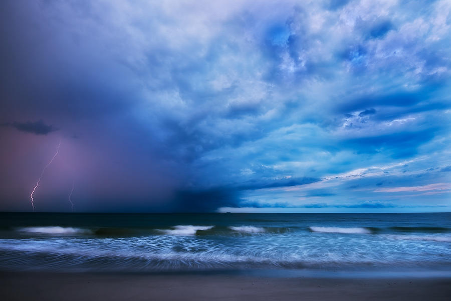 Lightning Over Atlantic 060918-1 : Beaches : Will Dickey Florida Fine Art Nature and Wildlife Photography - Images of Florida's First Coast - Nature and Landscape Photographs of Jacksonville, St. Augustine, Florida nature preserves