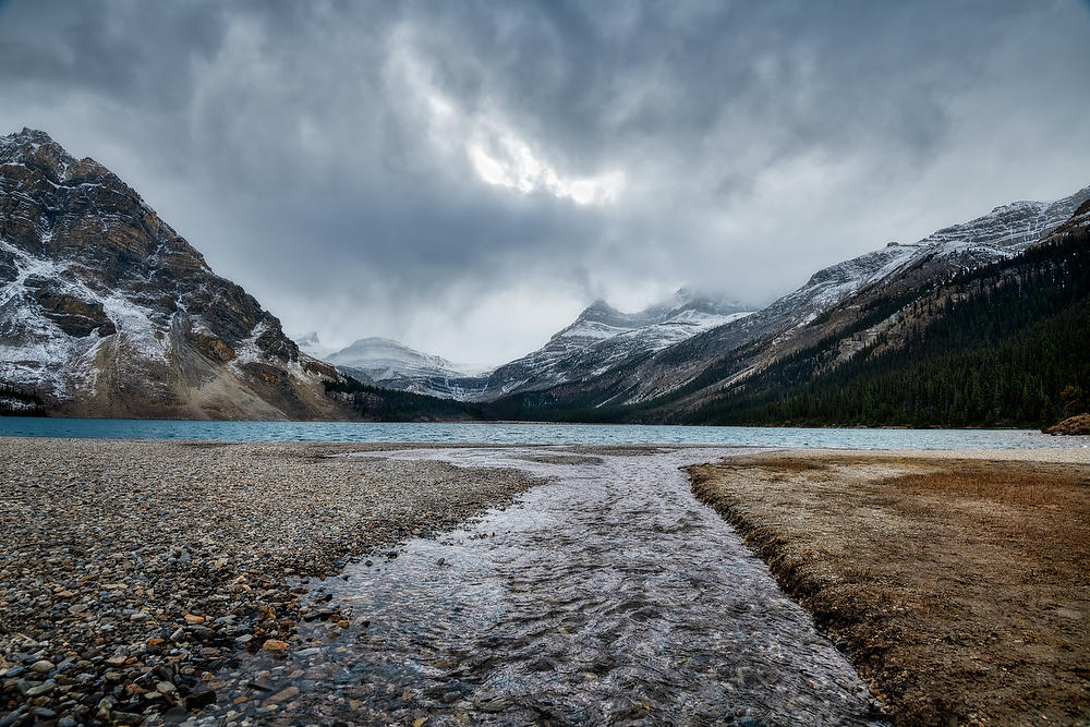 Bow Lake Dusk 
100319-339 : Canadian Rockies : Will Dickey Florida Fine Art Nature and Wildlife Photography - Images of Florida's First Coast - Nature and Landscape Photographs of Jacksonville, St. Augustine, Florida nature preserves