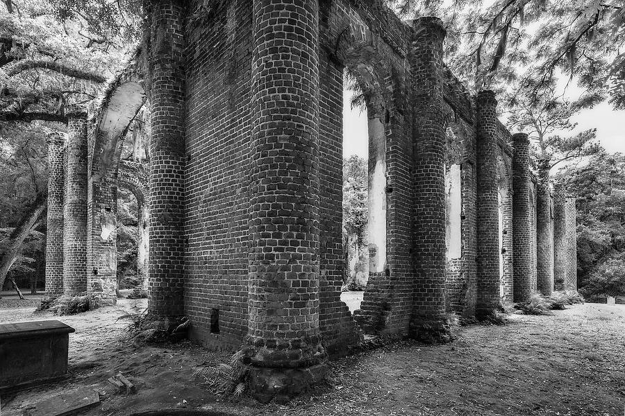 Old Sheldon Church 062816-154BW : Black and White : Will Dickey Florida Fine Art Nature and Wildlife Photography - Images of Florida's First Coast - Nature and Landscape Photographs of Jacksonville, St. Augustine, Florida nature preserves