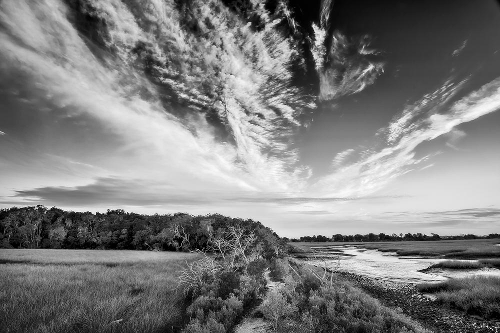Round Marsh Dawn 053021-16BW : Black and White : Will Dickey Florida Fine Art Nature and Wildlife Photography - Images of Florida's First Coast - Nature and Landscape Photographs of Jacksonville, St. Augustine, Florida nature preserves