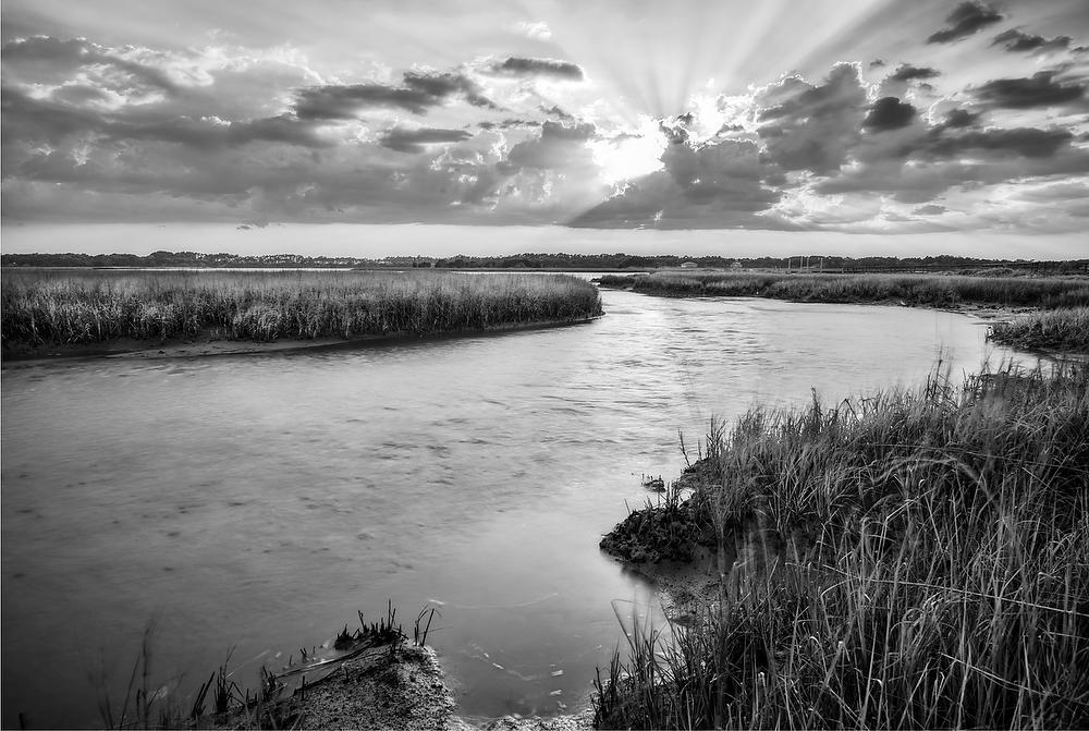 Sawpit Creek Sunset 052821-206BW : Black and White : Will Dickey Florida Fine Art Nature and Wildlife Photography - Images of Florida's First Coast - Nature and Landscape Photographs of Jacksonville, St. Augustine, Florida nature preserves