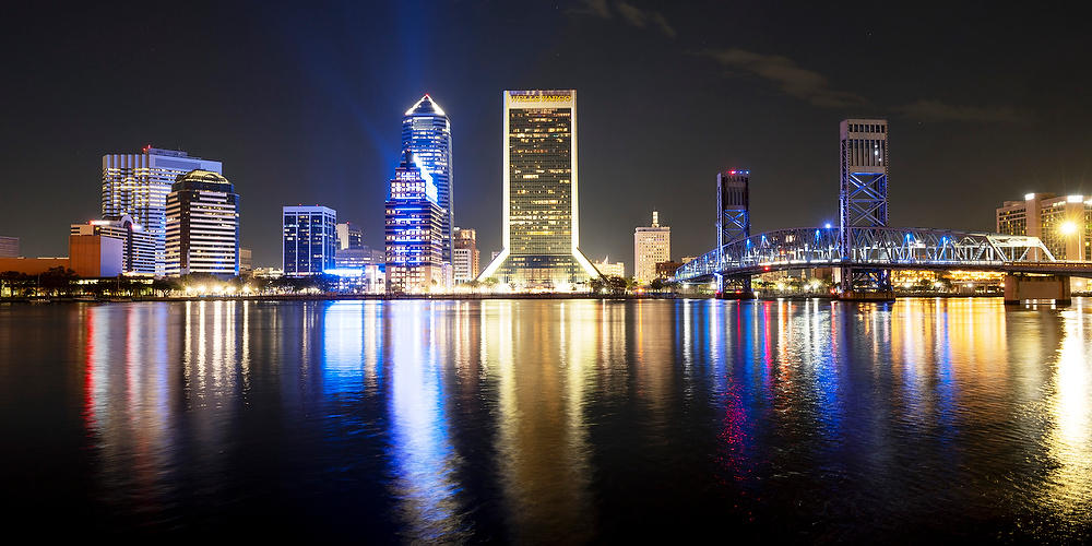 Jacksonville Florida Skyline 
031324-111P : Panoramas and Cityscapes : Will Dickey Florida Fine Art Nature and Wildlife Photography - Images of Florida's First Coast - Nature and Landscape Photographs of Jacksonville, St. Augustine, Florida nature preserves