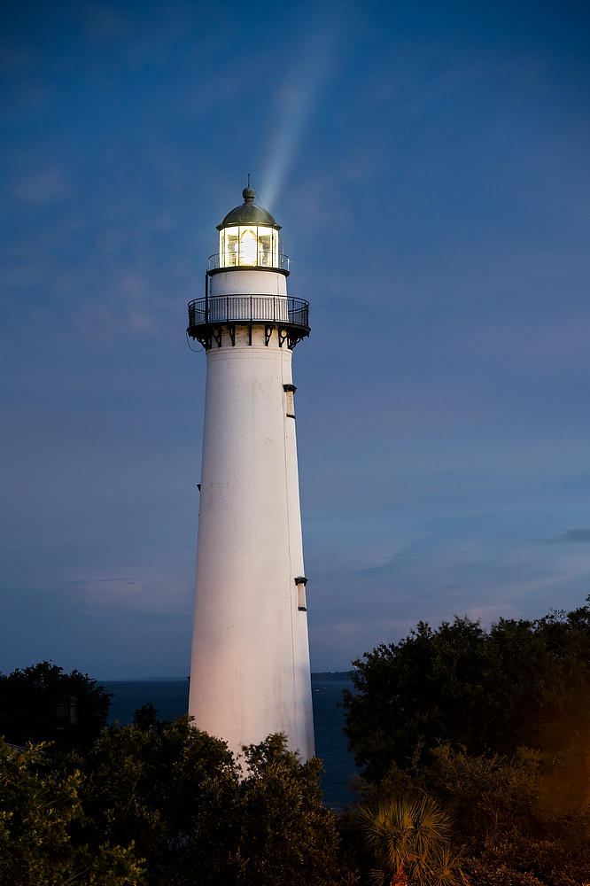 St. Simons Light Dusk 
71824-137 : Landmarks & Historic Structures : Will Dickey Florida Fine Art Nature and Wildlife Photography - Images of Florida's First Coast - Nature and Landscape Photographs of Jacksonville, St. Augustine, Florida nature preserves
