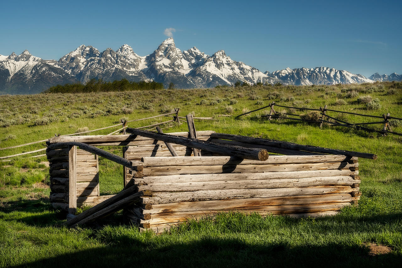 Teton Cabin Ruins 
052925-81 : Wyoming : Will Dickey Florida Fine Art Nature and Wildlife Photography - Images of Florida's First Coast - Nature and Landscape Photographs of Jacksonville, St. Augustine, Florida nature preserves